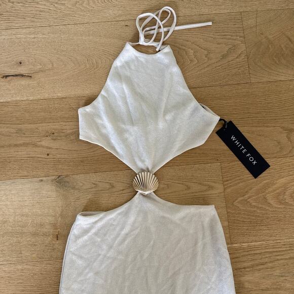 White Fox Maxi Dress Soft Sands Size XS Nide Beige Cream - Picture 2 of 6